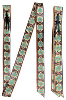 Showman Premium Quality Brown Southwest Print Nylon tie strap and Off Billet set